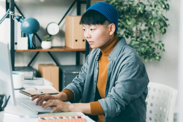 Young business owner updating their website