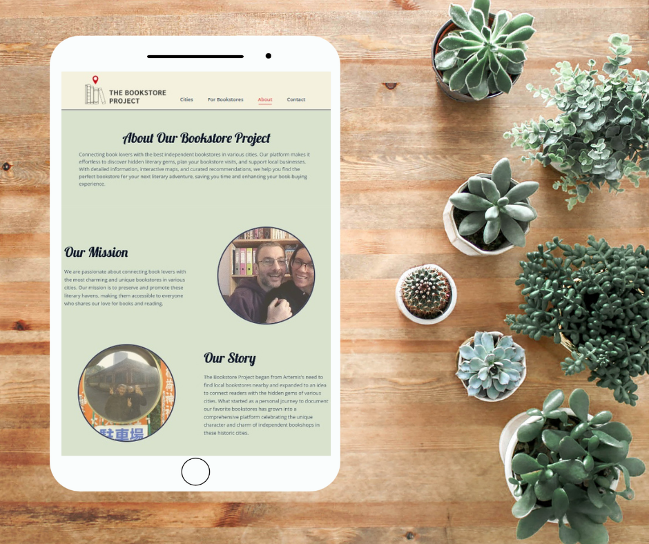 The Bookstore Project - About - on Tablet