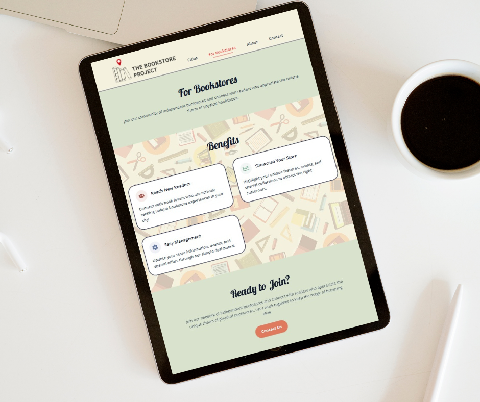 The Bookstore Project - Benefits - on Tablet